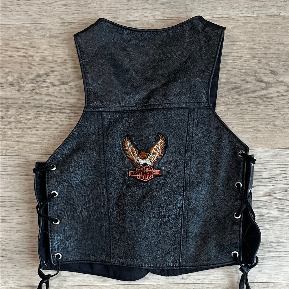 Harley-Davidson Black Leather Kids Vest